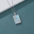 wholesale S925 Sterling Silver & Turquoise The Moon Tarot Card Necklace, Adjustable Chain, Spiritual Jewelry Gift for Women-0-2