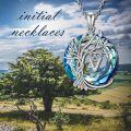 wholesale Sterling Silver Crystal Tree of Life Initial Necklace Mother s Day Gift - Rhodium Plated-0-141