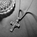 wholesale 925 Sterling Silver Celtic Cross Pendant on Rolo Chain - Irish Knot Protection Jewelry for Men (24+2) -0-4