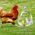 wholesale 925 Sterling Silver Heart-Shaped Chicken and Hen Charm Pendant Necklace - Gifts for Women/Mom/Sister-0-4