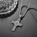 wholesale 925 Sterling Silver Celtic Cross Pendant on Rolo Chain - Irish Knot Protection Jewelry for Men (24) -0-4