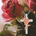 wholesale 925 Sterling Silver Rose Flower Cross Cremation Urn Keepsake Jewelry for Women's Memory Lockets and Necklaces-0-4
