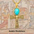 wholesale Gold Turquoise Cross Pendant - 925 Sterling Silver Ancient Egypt Amulet Necklace for Men Women Gifts -0-5
