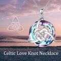 wholesale 925 Sterling Silver Rainbow Mystic Quartz Celtic Heart Knot Pendant Necklace Irish s for Women-0-8
