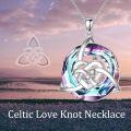 wholesale 925 Sterling Silver Celtic Knot Rainbow Crystal Pendant Necklace For Women-0-8