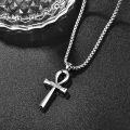 wholesale 925 Sterling Silver Ankh Pendant Necklaces for Men with 24+2mm Rolo Chain - Egyptian Cross Charm s-0-4