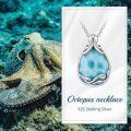 wholesale 925 Sterling Silver Larimar Octopus Ocean Wave Pendant Necklace for Women Gifts-0-5