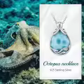 wholesale 925 Sterling Silver Larimar Octopus Ocean Wave Pendant Necklaces Wholesale for Women Gifts-0-5
