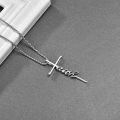 wholesale 925 Sterling Silver Faith Cross Necklace for Women Girls Catholic Christian Gifts Jewelry-0-2