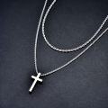 wholesale 925 Sterling Silver Layered Cross Pendant on Cuban Chain Necklaces for Men-0-2