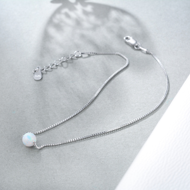 Tornozeleira de prata esterlina 925 opala com pingente de camada única, presente de joia de aniversário para mulheres-2