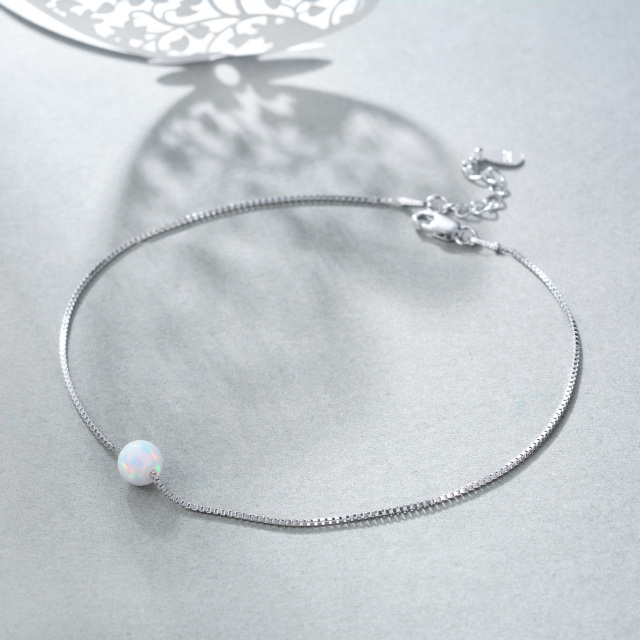 Bracelet de cheville à breloque simple couche en argent sterling 925 opale, bijoux d'anniversaire, cadeau pour femme-1