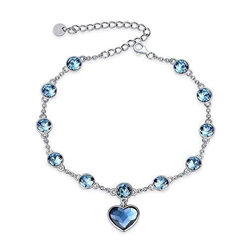 Bracciale con pendente a cuore in cristallo a forma di cuore in argento sterling-1