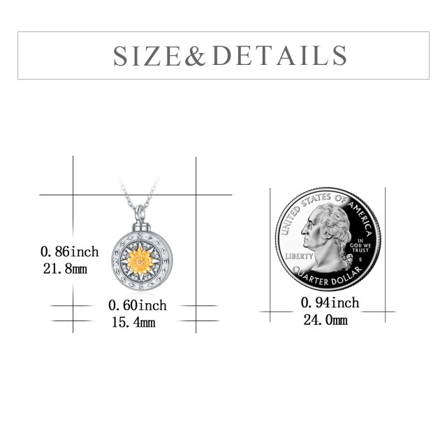 Sterling Silver Two-tone Cubic Zirconia Sunflower Urn Necklace for Ashes-5