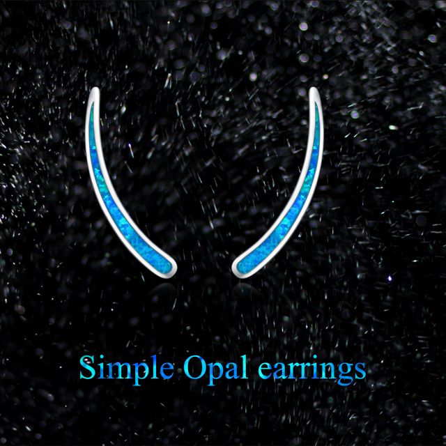 Sterling Silver Opal Climber Earrings-6