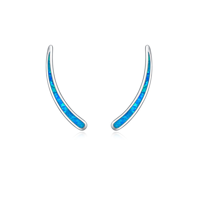 Sterling Silver Opal Climber Earrings-1