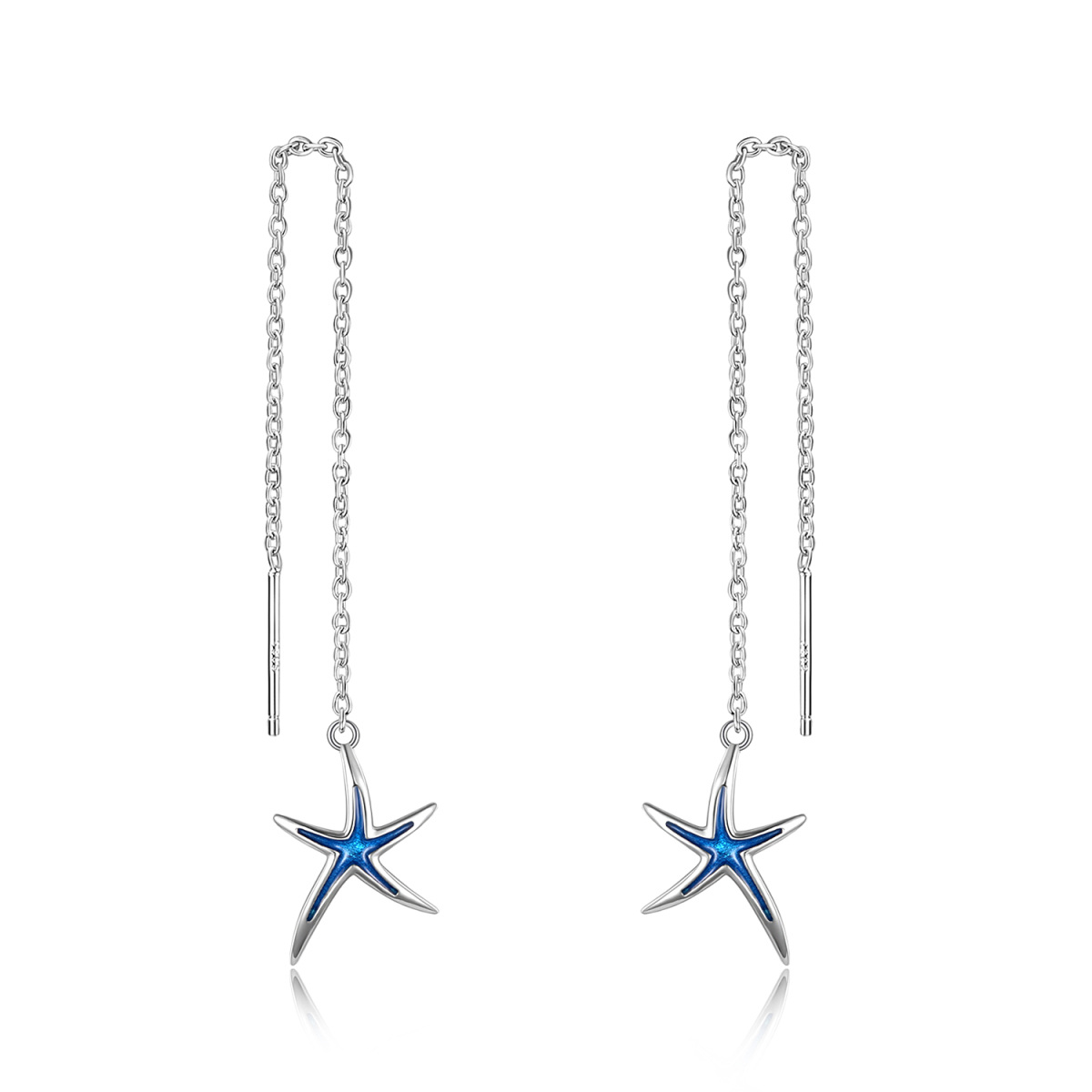 Sterling Silver Starfish Drop Earrings-1