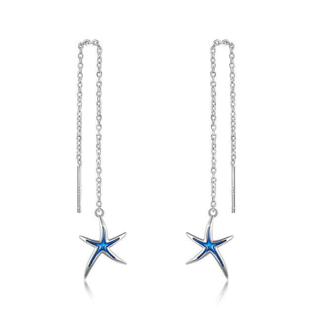 925 Sterling Silver Starfish Threader Dangle Drop Earrings Jewelry Gifts for Women-0