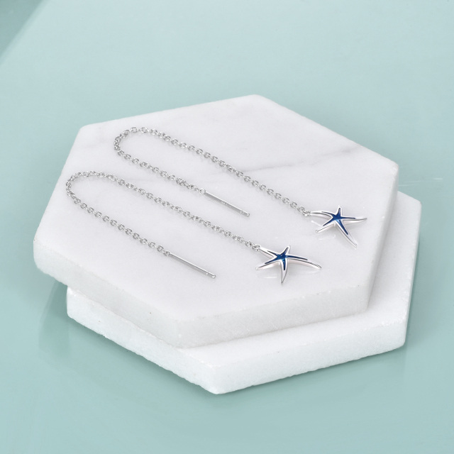 Pendientes colgantes de plata de ley 925 con forma de estrella de mar, regalo para mujer-2