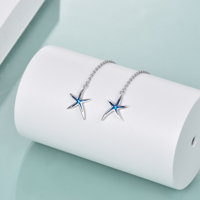 Pendientes colgantes de plata de ley 925 con forma de estrella de mar, regalo para mujer-3