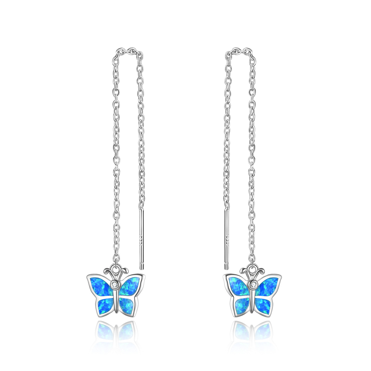 Boucles d'oreilles pendantes papillon en argent sterling avec opale-1