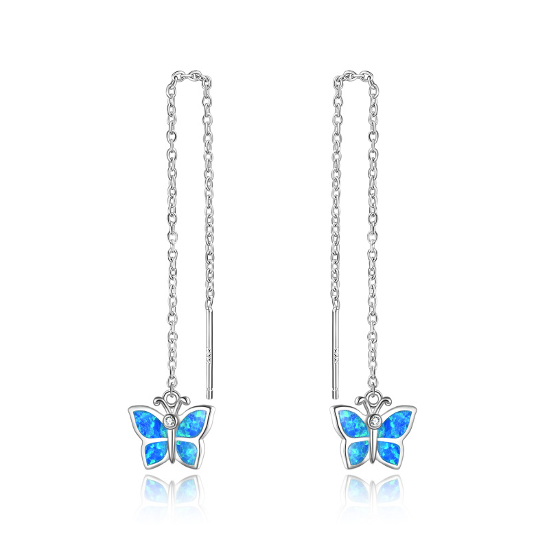 Boucles d'oreilles pendantes papillon en argent sterling avec opale