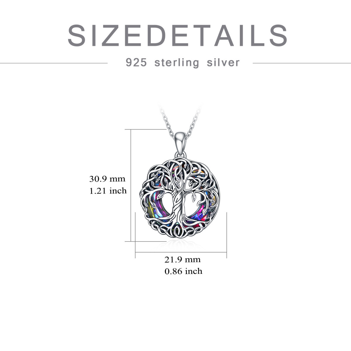 Sterling Silver Crystal Tree Of Life Pendant Necklace-5