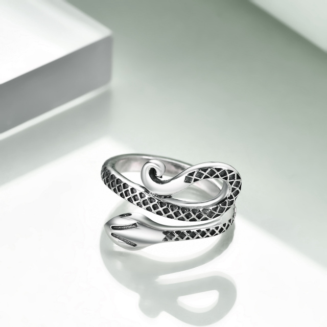 Bague ouverte en argent sterling avec serpent-4