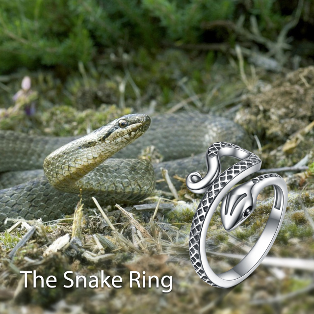 Bague ouverte en argent sterling avec serpent-2