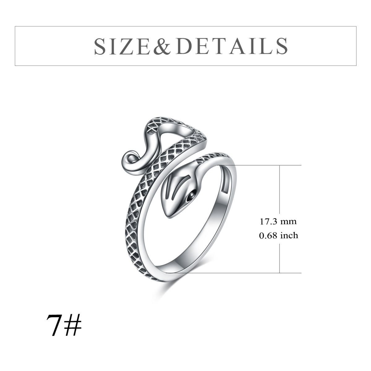 Sterling Silver Snake Open Ring-6