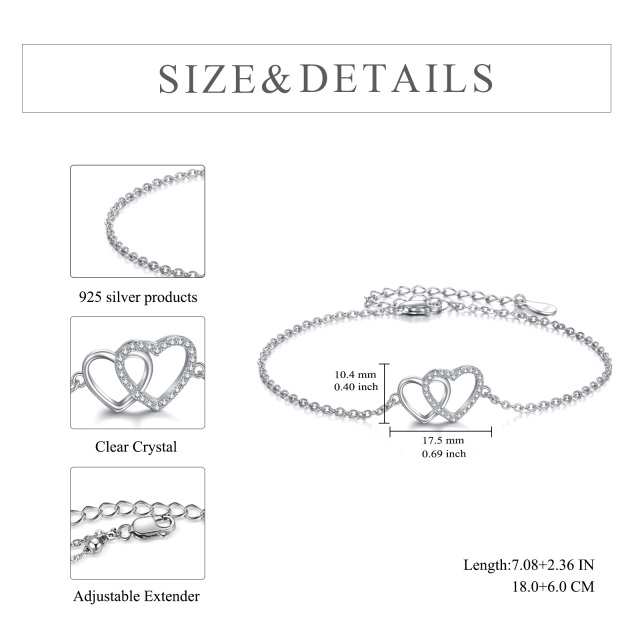 Bracelet en argent sterling avec pendentif en forme de coeur en zircon cubique-4