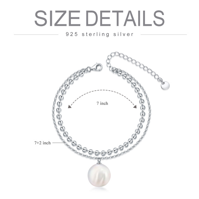 Sterling Silver Circular Shaped Pearl Round Layerered Bracelet-4