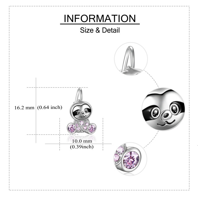 Boucles d'oreilles en argent sterling avec zircon cubique et paresseux-4