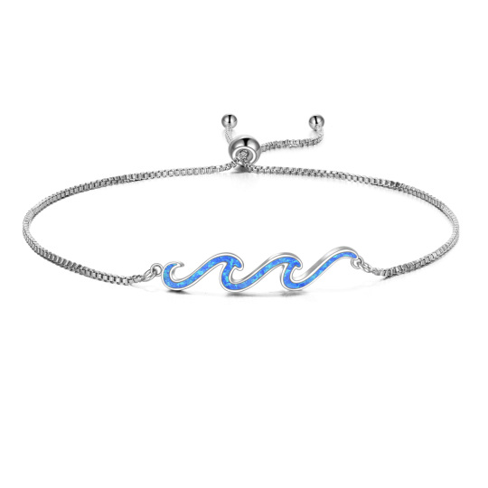 Wave Bracelet 925 Sterling Silver Blue Opal Ocean Wave Bracelet Ocean Jewelry