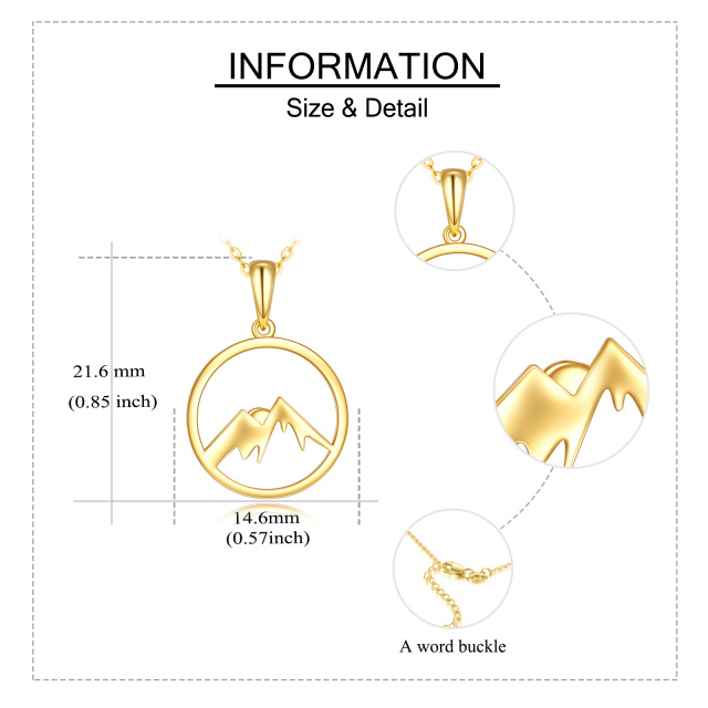 Colar com pingente de contorno de montanhas e sol em ouro 14K-6