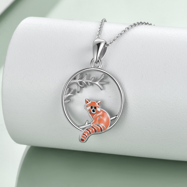 Sterling Silver Red Panda Pendant Necklace-2