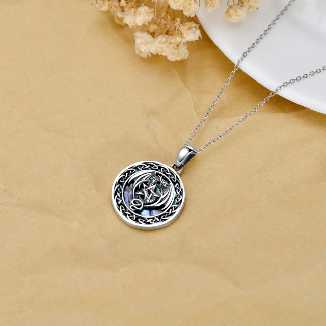 Sterling Silver Abalone Shellfish Dragon & Celtic Knot & Pentagram Pendant Necklace-3