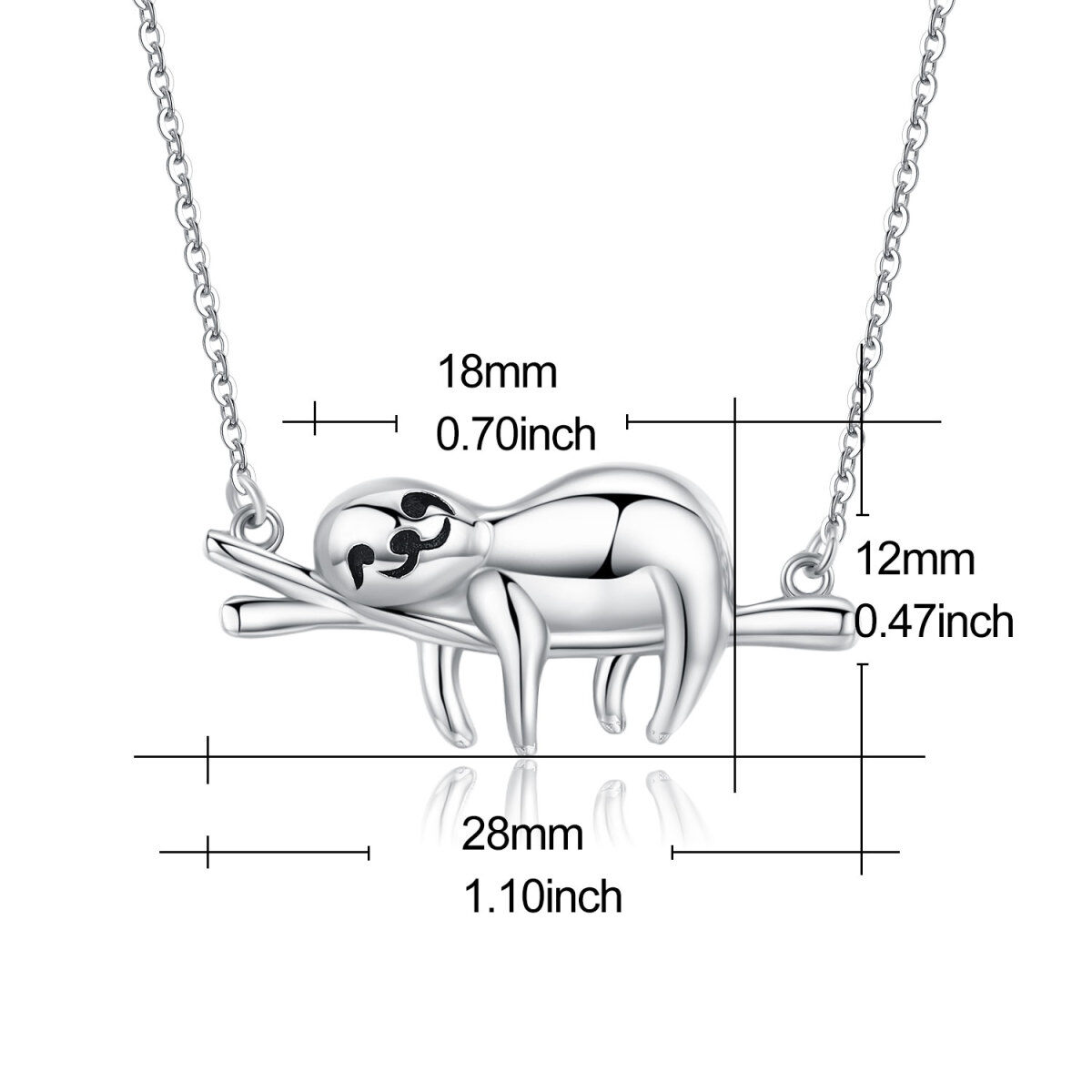 Sterling Silver Sloth on Branch Pendant Necklace-4