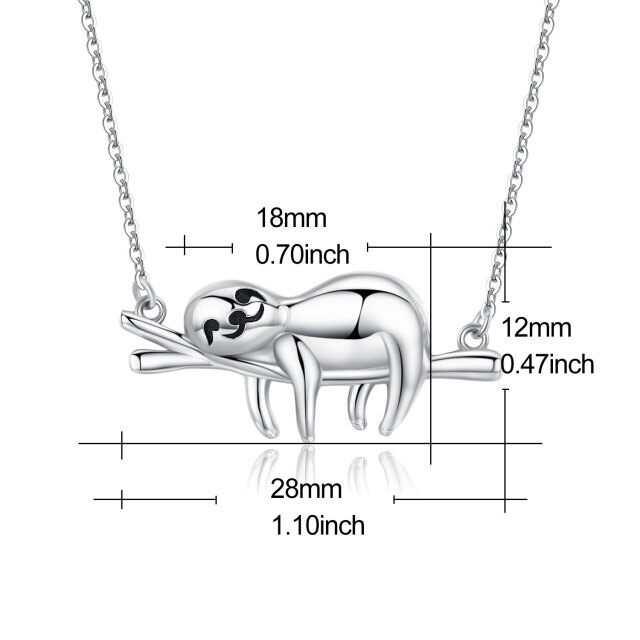 Sterling Silver Sloth on Branch Pendant Necklace-4