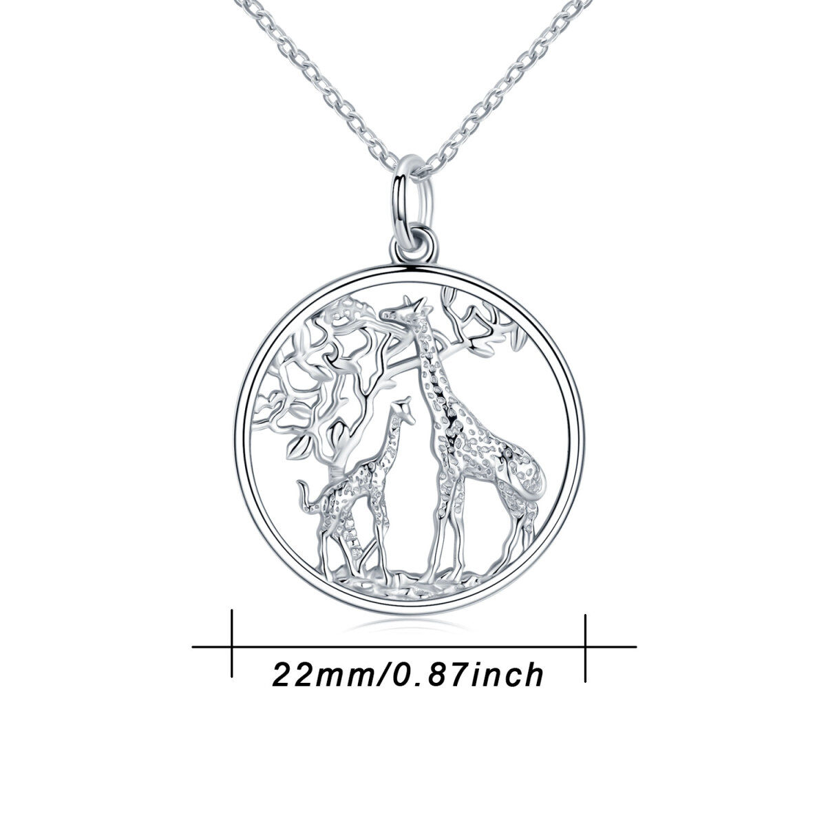 Sterling Silver Giraffe Pendant Necklace-6