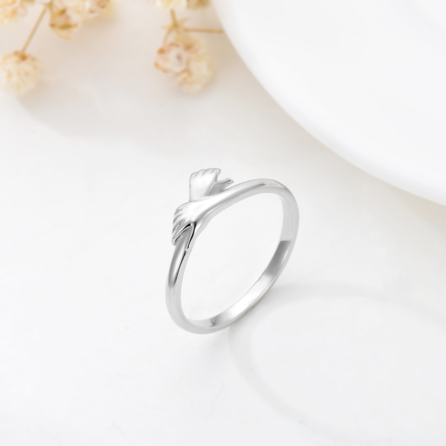 Sterling Silver Hold Hands Ring-3