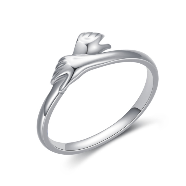 Sterling Silver Hold Hands Ring-0