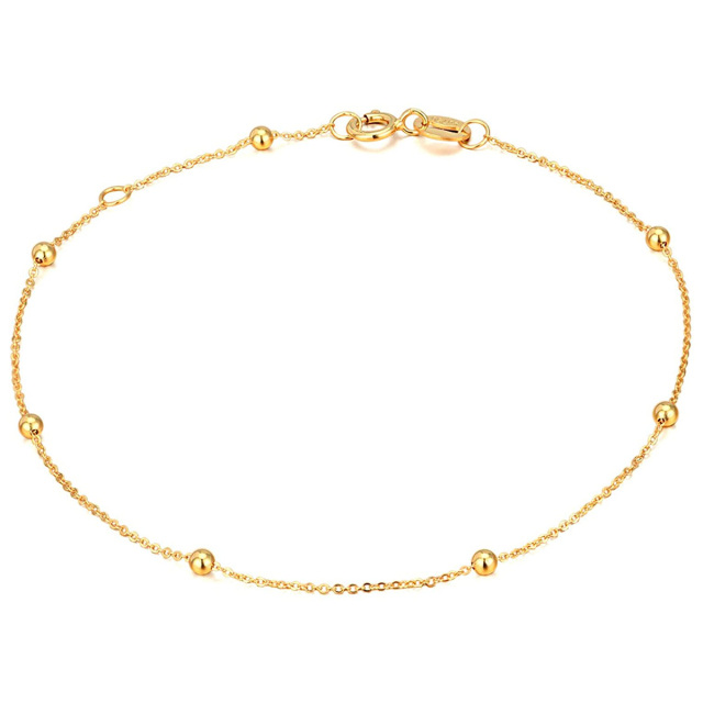 14K Gold Bead Station Chain Bracelet-0