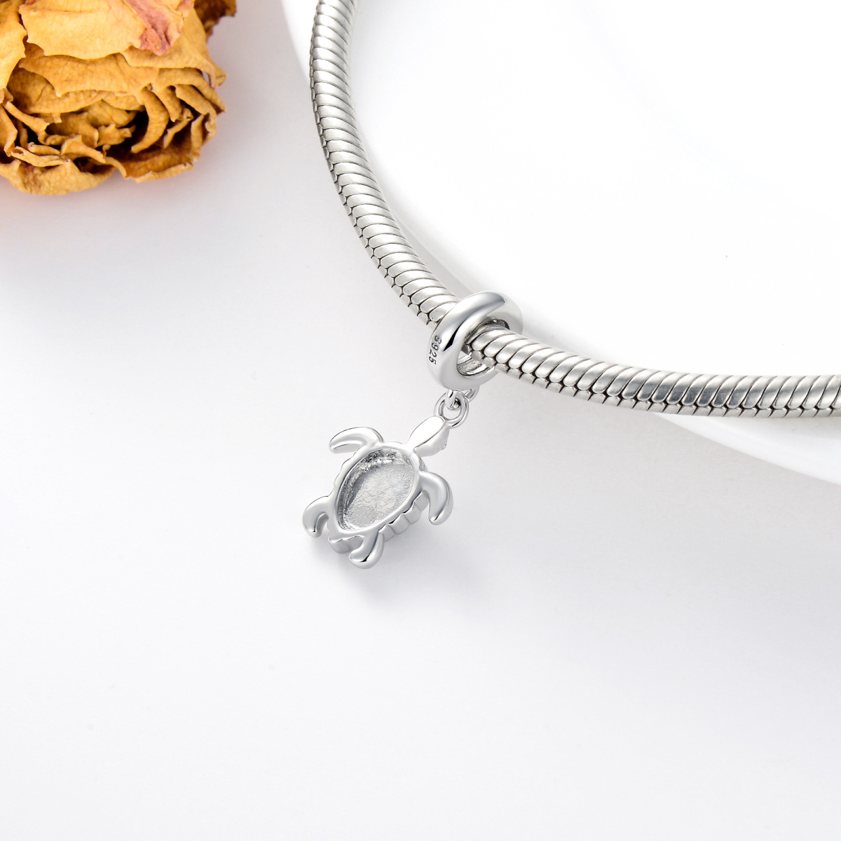 Breloque en argent sterling avec tortue de mer en opale et photo personnalisée-4