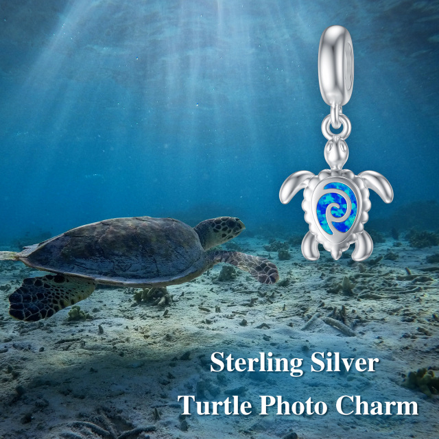 Colgante de plata con foto personalizada y tortuga marina de ópalo-5