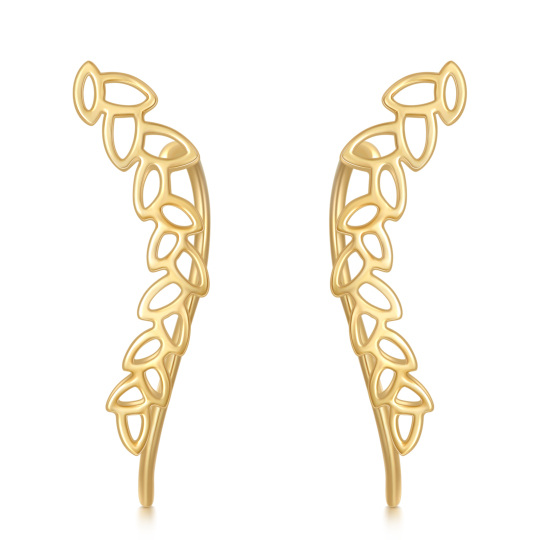14K Gold Leaves Climber Earrings