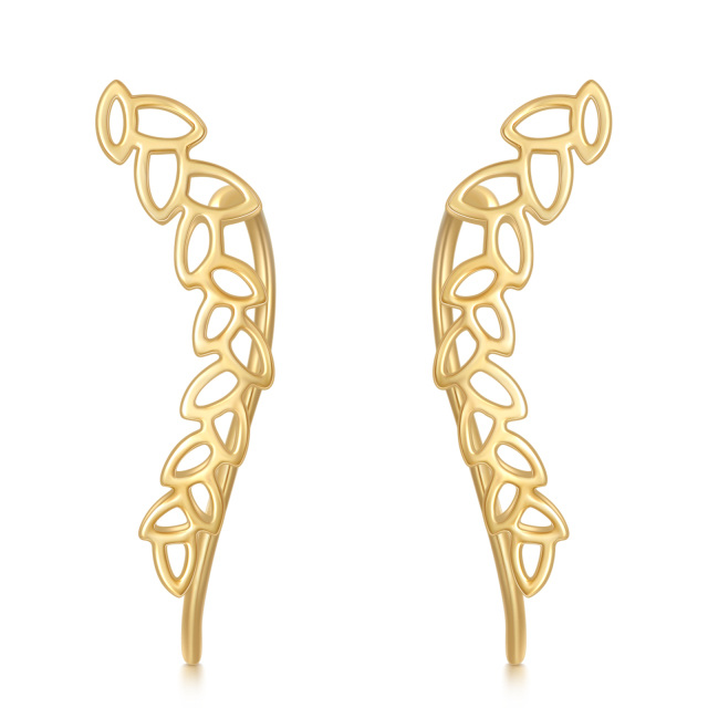 Brincos de trepadeira com folhas em ouro 14K-1