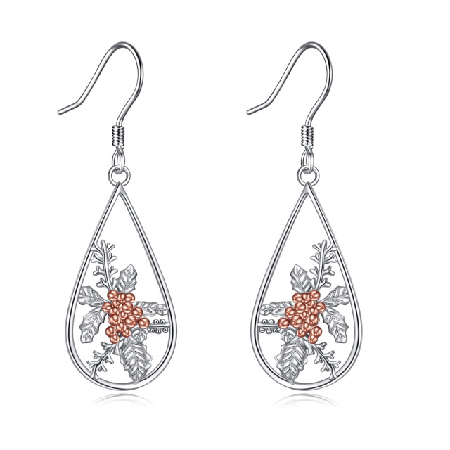 Boucles d'oreilles bicolores en argent sterling en forme de goutte d'eau-0