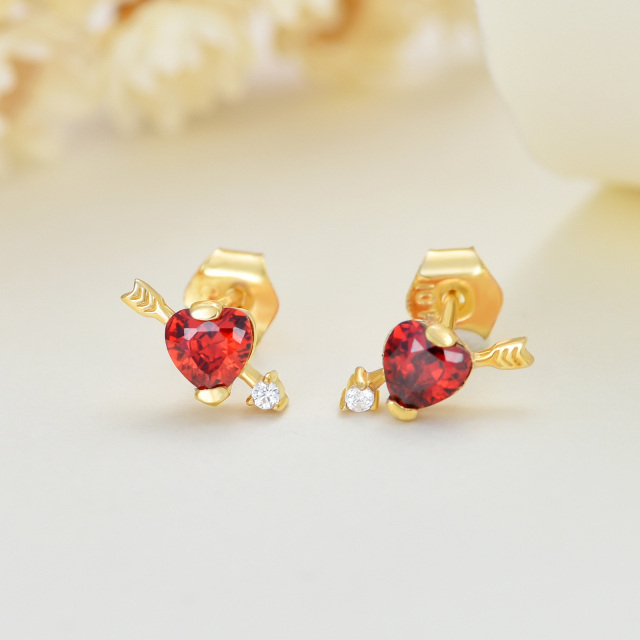 10K Gold Moissanite Heart Stud Earrings-3