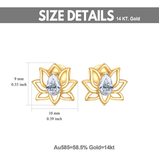 Boucles d'oreilles Lotus en or 14K à zircon cubique-5